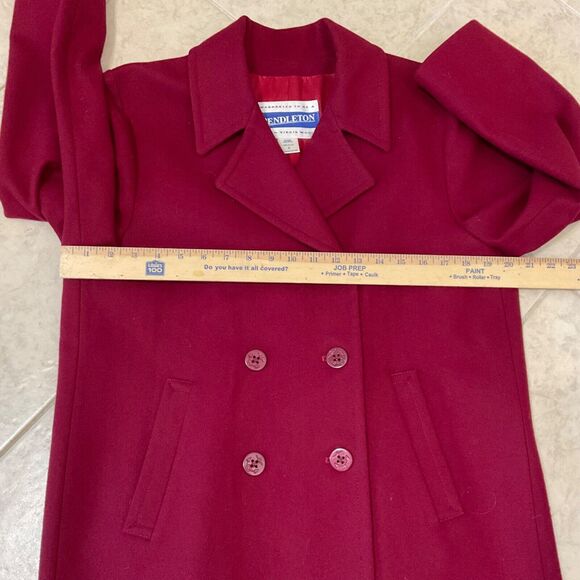 Pendleton Vintage Wool Pea Coat ANCHOR BUTTONS Size 8 Lined Jacket maroon USA - Picture 5 of 12